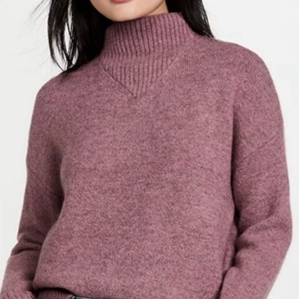 Madewell Dillon Pullover Mockneck Sweater Size M Heather Loganberry Pink